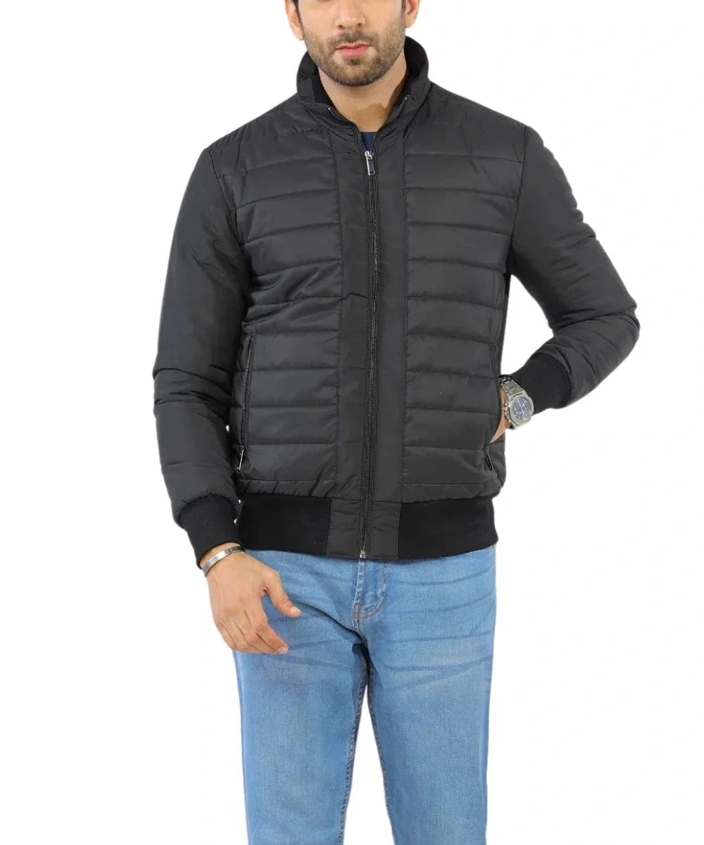 Mens Puffer Bomber Jacket Black