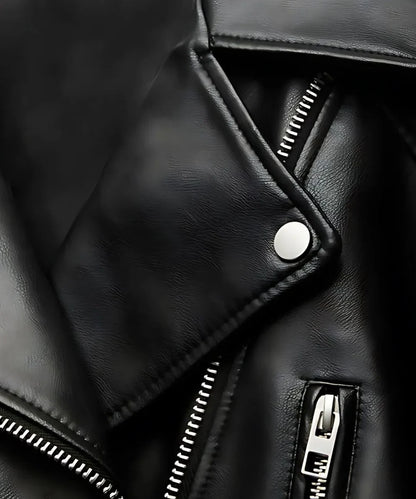 Black Cropped Leather Bomber Jacket Womens 