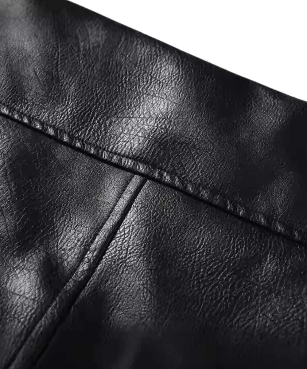 Black Oversized Leather Bomber Jacket Womens 