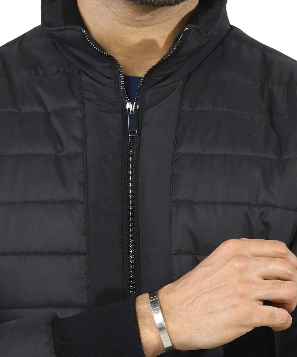 Men's Black Puffer Bomber Jacket 