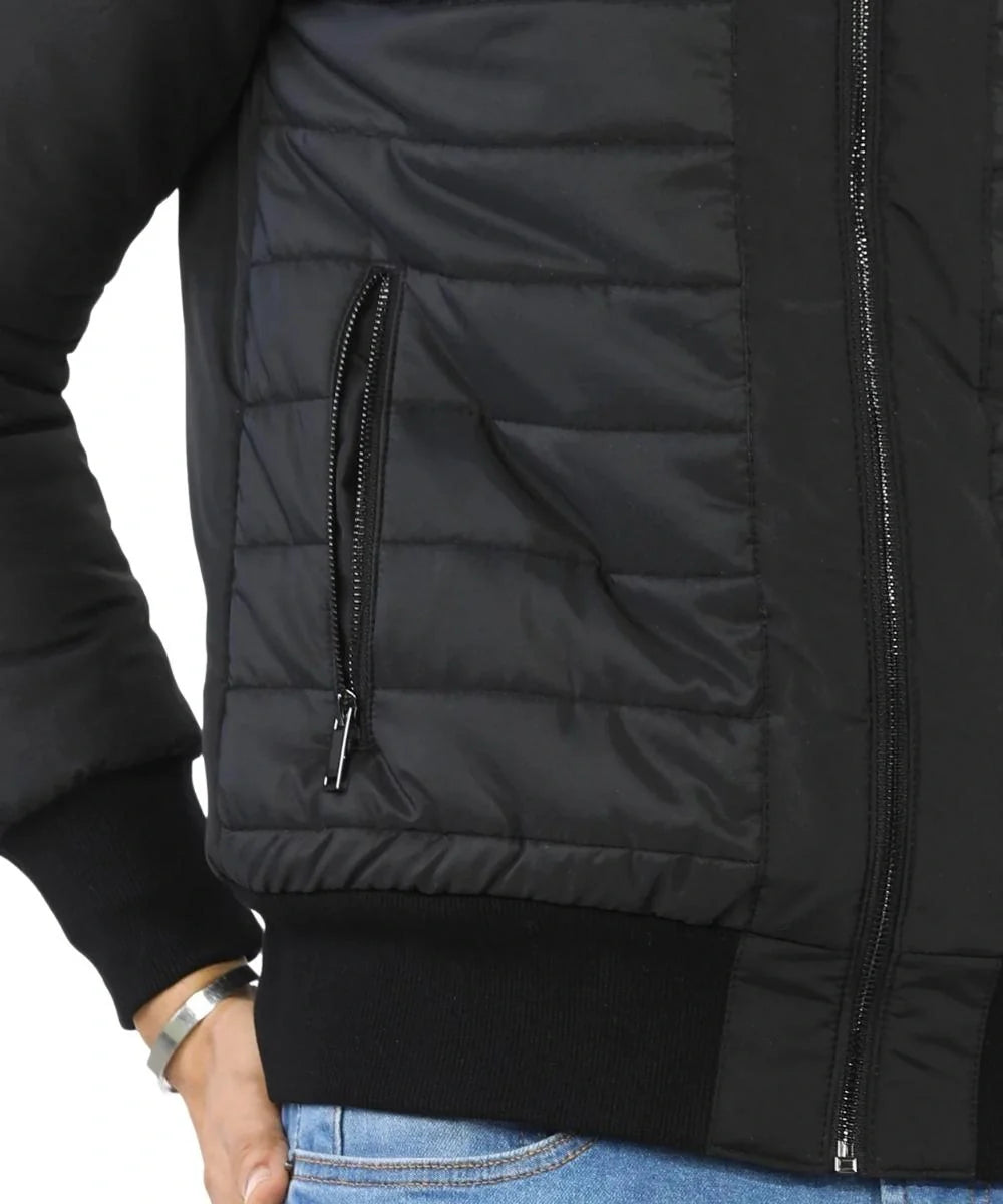 Men's Puffer Bomber Jacket Black 