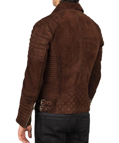 Men's Suede Biker Dark Brown Leather Jacket