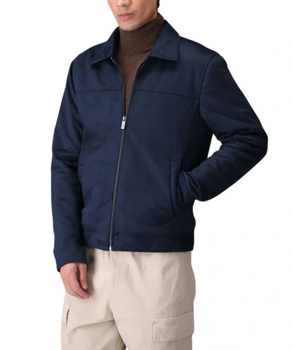 Mens Blue Suede Leather Jacket