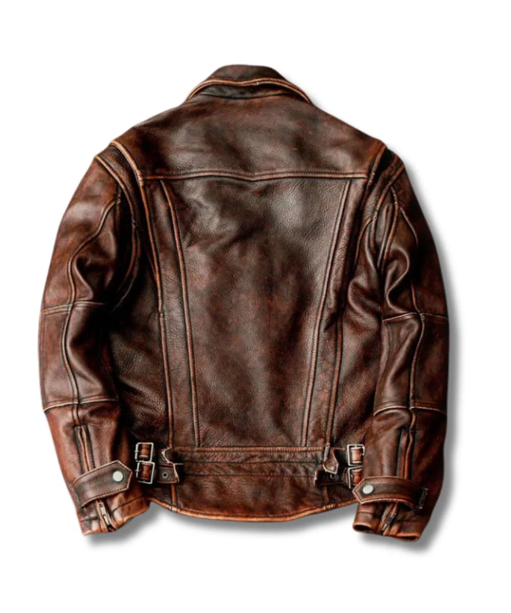 Plain Brown Bomber Leather Jacket Mens 