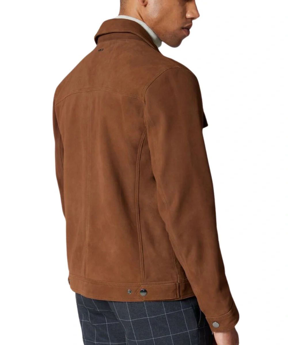 Suede Tan Leather Bomber Jacket Mens