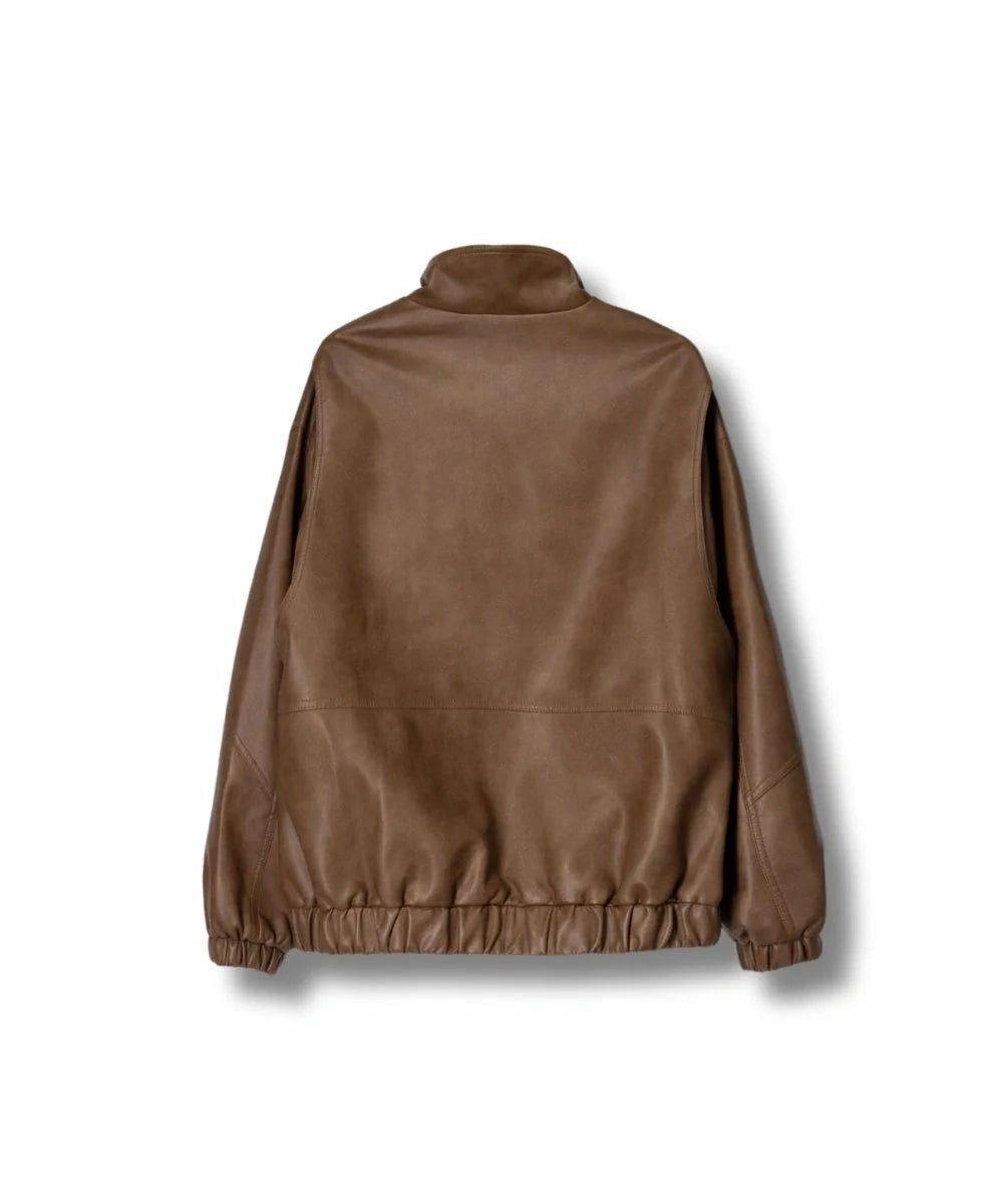 Womens Oversized Faux Leather Jacket Brown