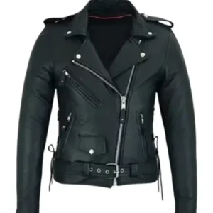 Women Black Leather Motorcycle Jacket