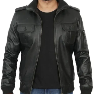 Kemble Black Vintage Bomber Leather Jacket