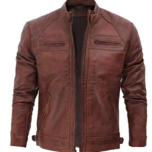 Vance Leathers Cafe Racer Waxed Lambskin Motorcycle Jacket