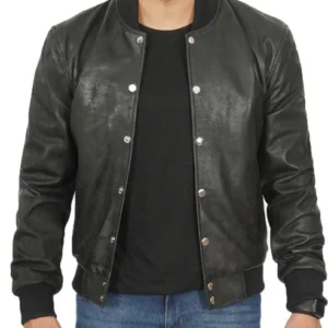 Portwood Black Snuff Leather Bomber Jacket