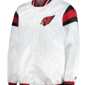 Arizona Cardinals Vintage Full-Snap Varsity White Jacket