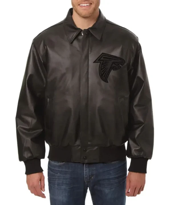 Atlanta Falcons Leather Black Bomber Jacket