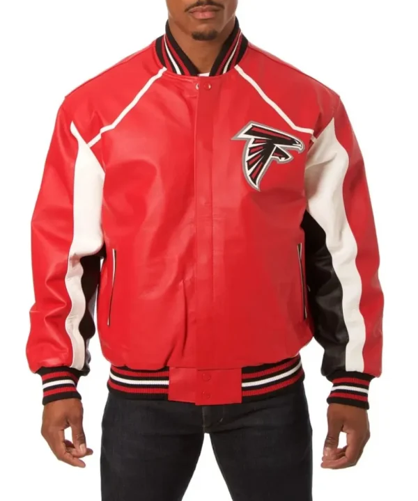 Atlanta Falcons Red Leather Varsity Jacket