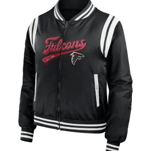 Atlanta Falcons Women Black Bomber Varsity Jacket