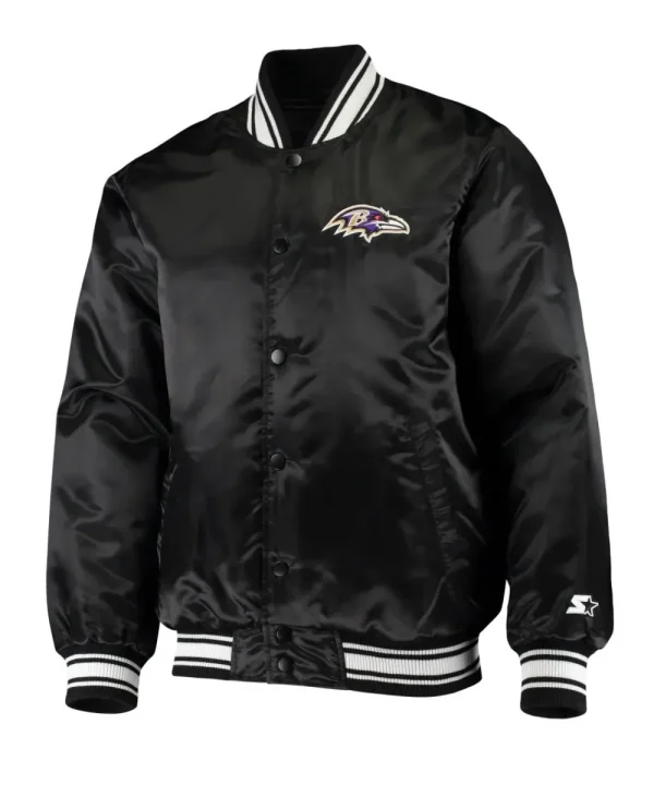 Baltimore Ravens Black Satin Varsity Jacket