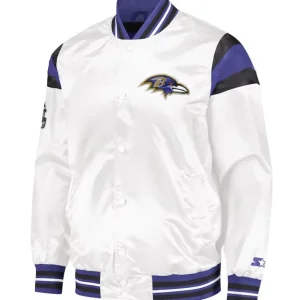 Baltimore Ravens Full-Snap White Jacket