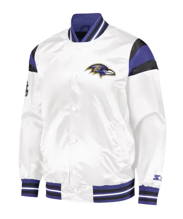 Baltimore Ravens Full-Snap White Jacket