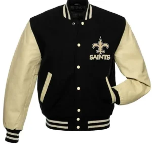 Classic Saints Wool & Leather Varsity Snap Jacket