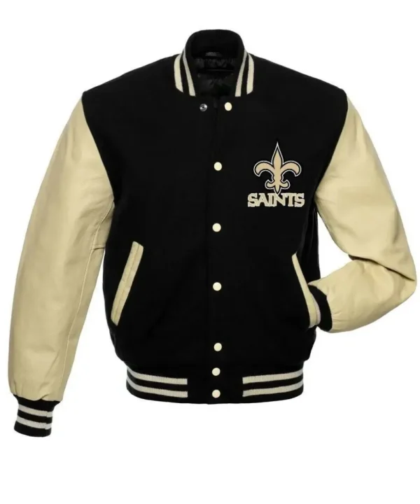 Classic Saints Wool & Leather Varsity Snap Jacket