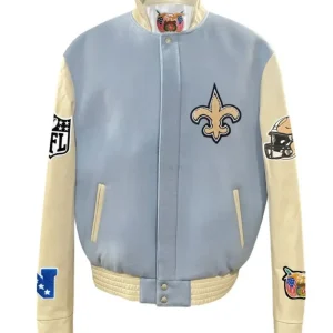 Cream & Blue New Orleans Saints Varsity Jacket