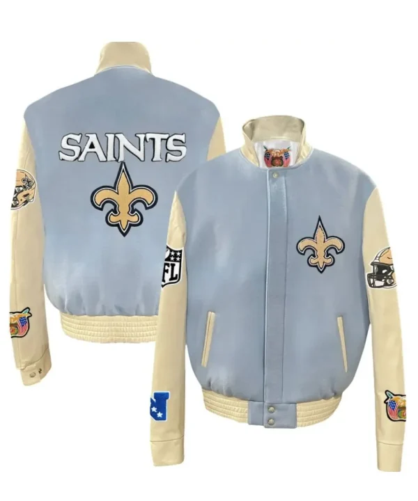 Cream & Blue Orleans Saints Varsity Jacket