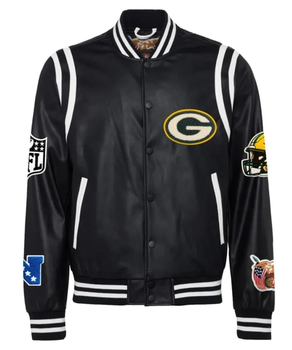 Green Bay Packers Classic Black Leather Jacket