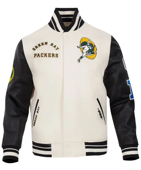 Green Bay Packers Classic White-Black Varsity Jacket