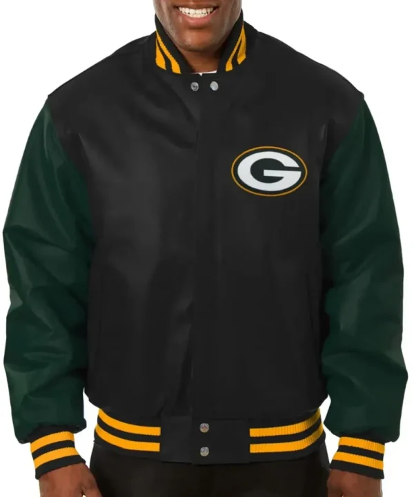 Green Bay Packers Dual Tone Leather Varsity Jacket