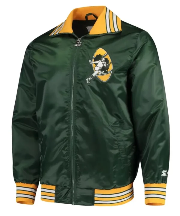 Green Bay Packers Elite Satin Green Varsity Jacket