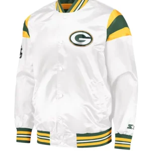 Green Bay Packers Full-Snap White Varsity Jacket