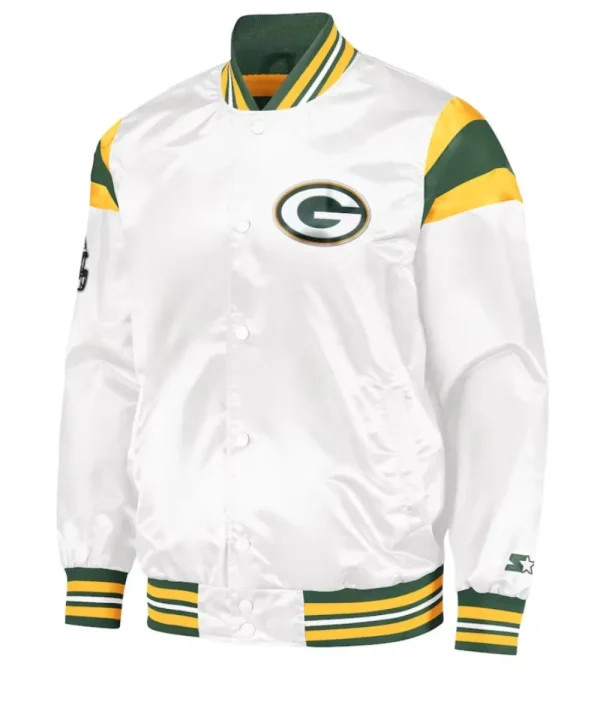 Green Bay Packers Full-Snap White Varsity Jacket