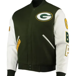 Green Bay Packers Full-Zip Green & White Varsity Jacket