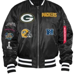 Green Bay Packers New Era MA-1 Black Varsity Bomber