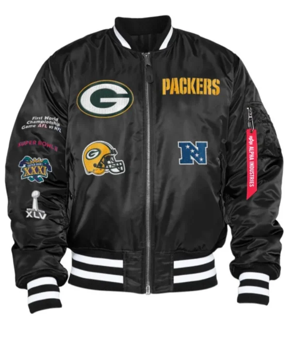 Green Bay Packers New Era MA-1 Black Varsity Bomber