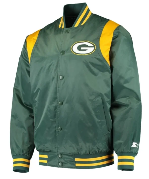 Green Bay Packers Premium Satin Green Varsity Jacket