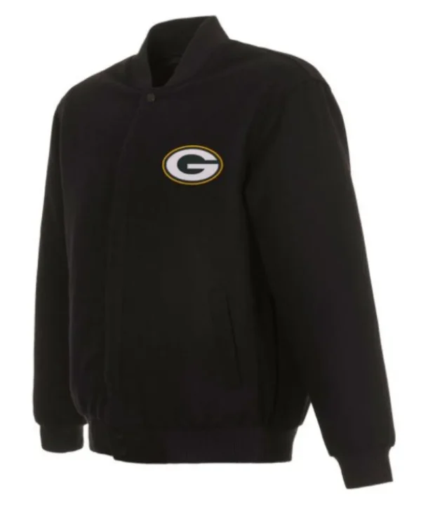 Green Bay Packers Pure Black Varsity Jacket