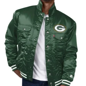 Green Bay Packers Retro Satin Green Trucker Jacket