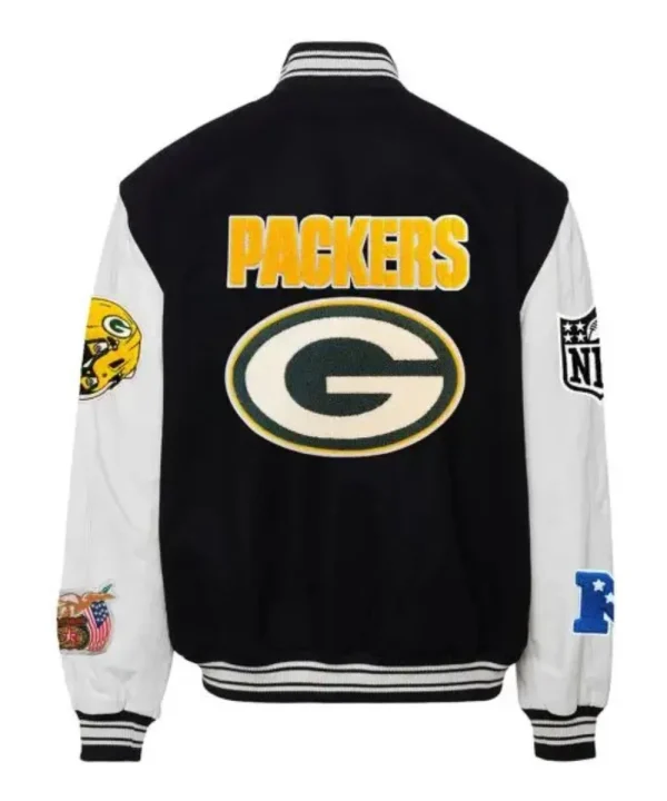 Green Bay Packers Retro Style Leather Jacket