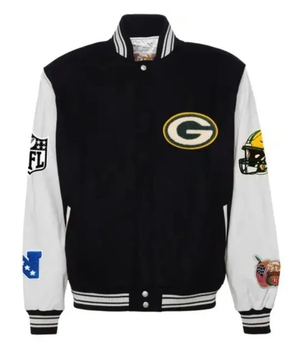 Green Bay Packers Retro Style Leather Varsity Jacket