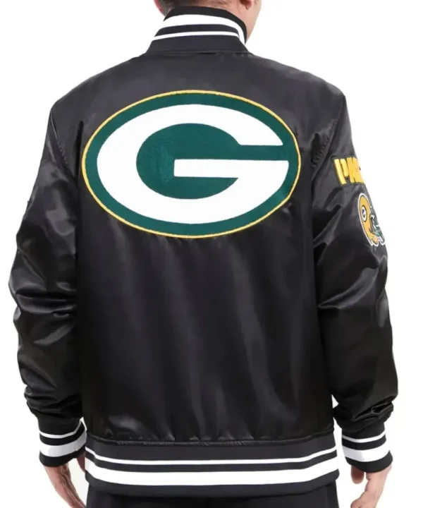 Green Bay Packers Rib Black Varsity Jacket