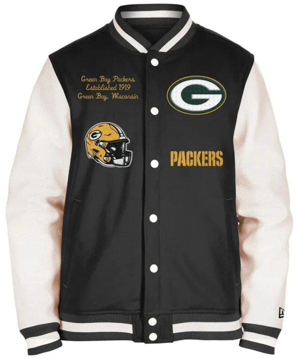 Green Bay Packers Victory Black-White Varsity Jacket