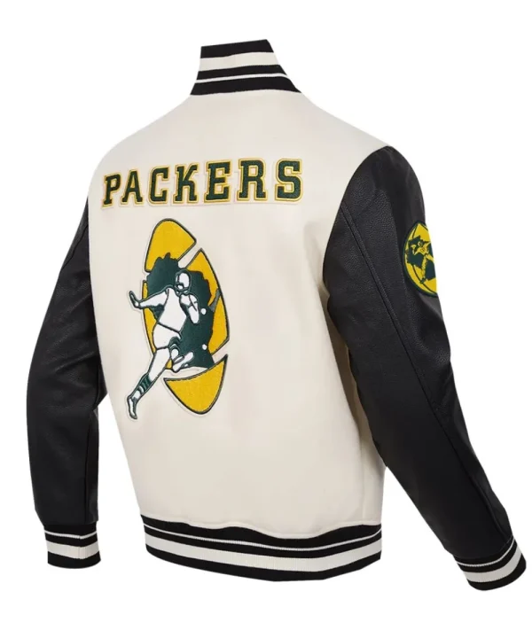 Green Bay Packers White-Black Varsity Jacket