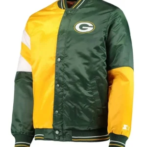 Green Bay Packers Yellow-Green Satin Varsity Jacket