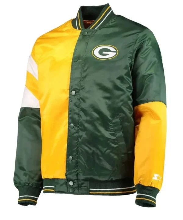 Green Bay Packers Yellow-Green Satin Varsity Jacket