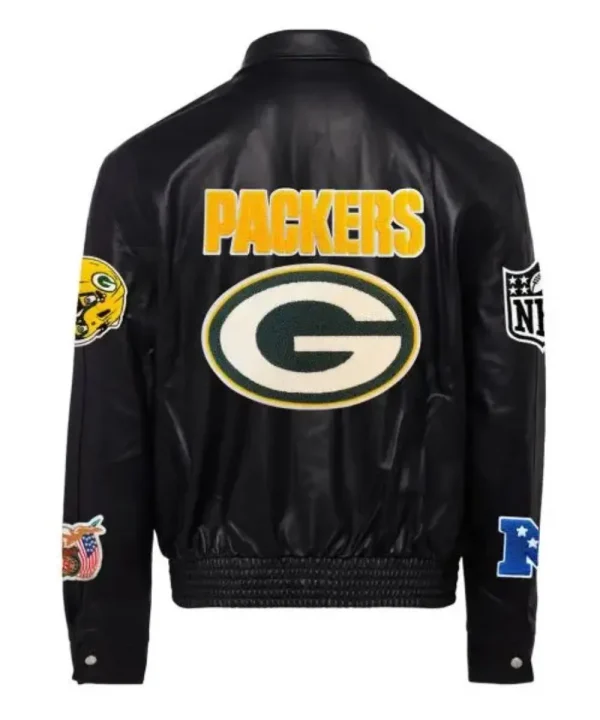 Green Packers Black Leather Jacket