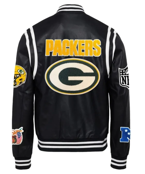 Green Packers Classic Black Leather Jacket