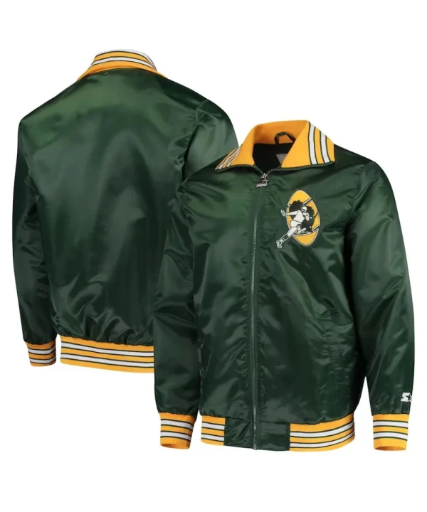 Green Packers Elite Satin Green Varsity Jacket