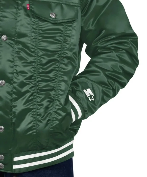 Green Packers Retro Satin Green Trucker Jacket