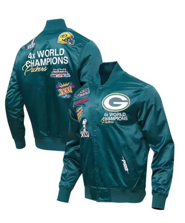 Green Packers Satin Varsity Team Jacket