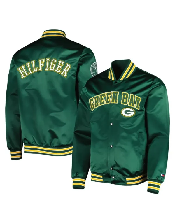 Green Packers Signature Hilfiger Satin Jacket